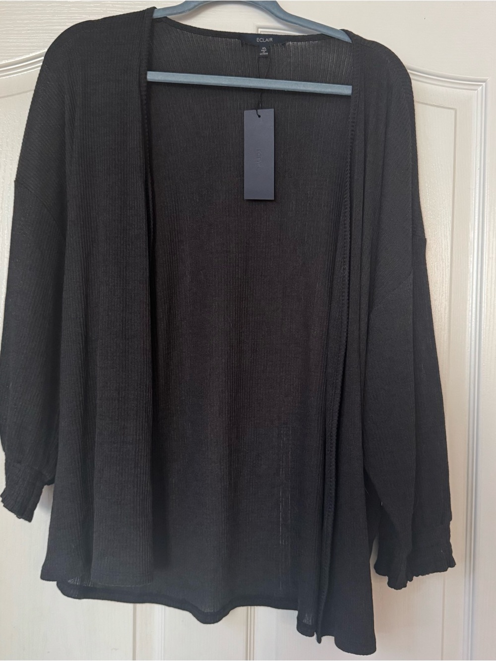 Eclair Black Open-Front Lightweight Women's Cardigan